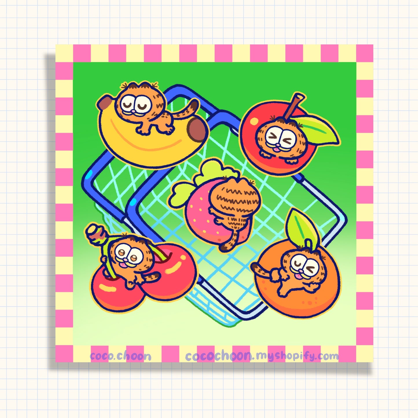 Garf Fruit Basket Riso Print