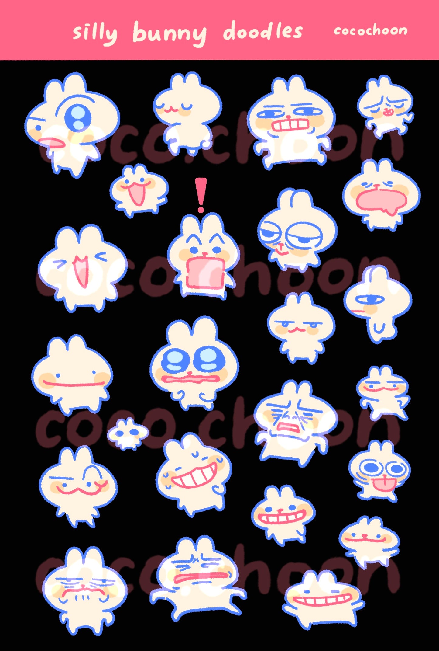 Silly Bun doodles sticker sheet