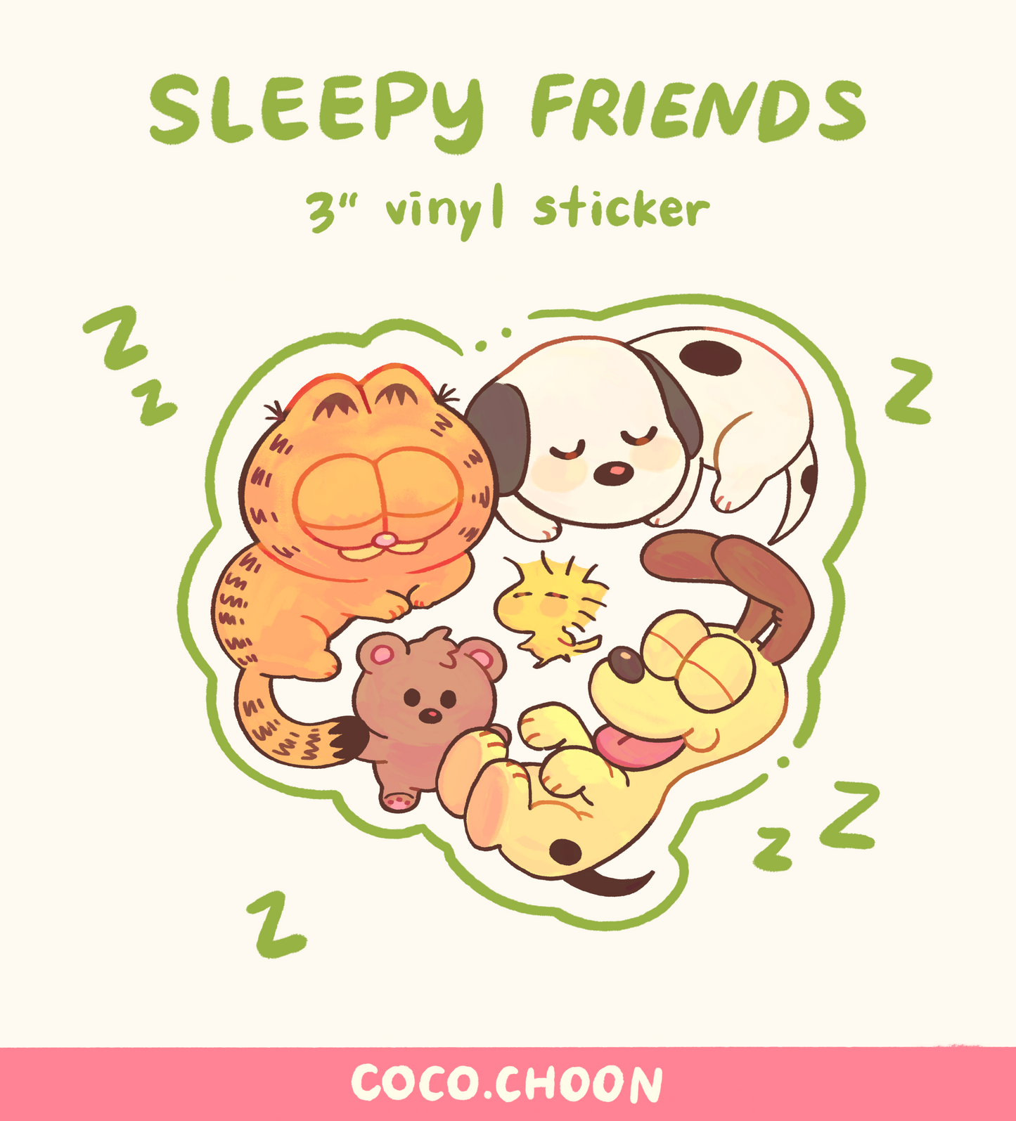 Sleepy friends sticker