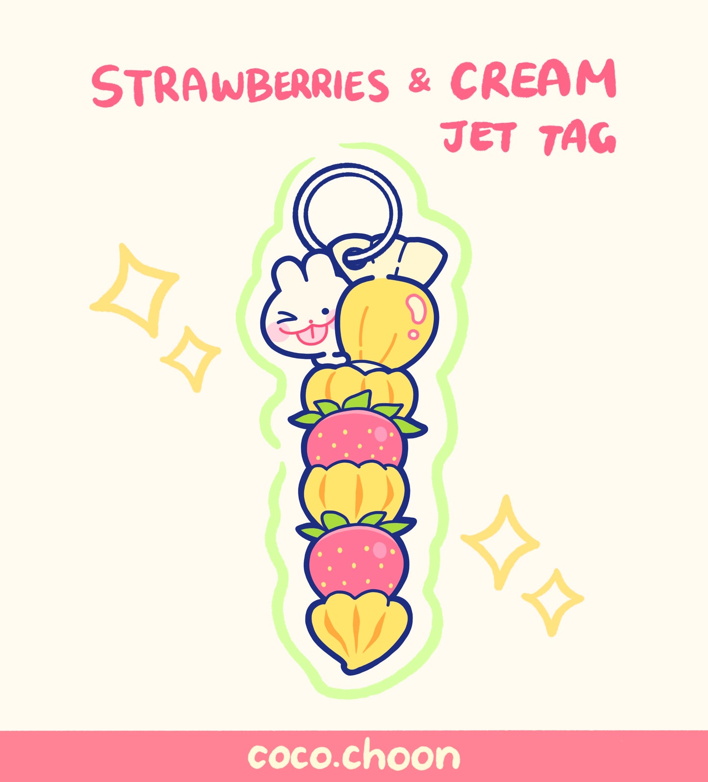 Strawberries and Cream Bun Jet Tag