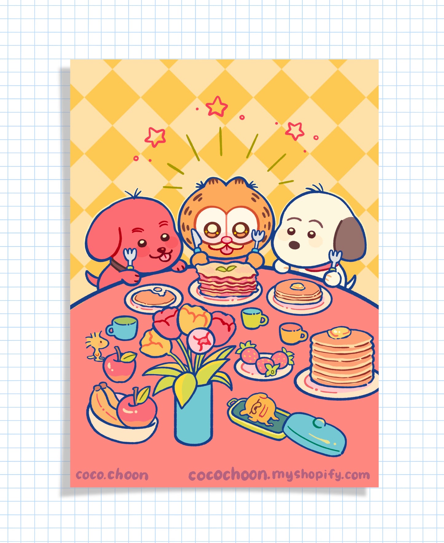 Breakfast time with friends Print