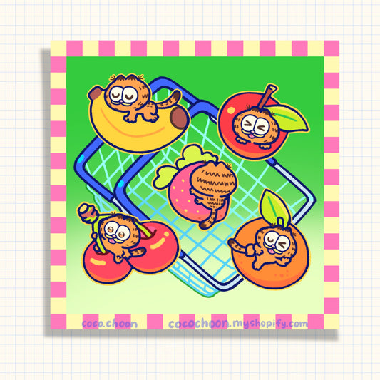 Garf Fruit Basket Riso Print