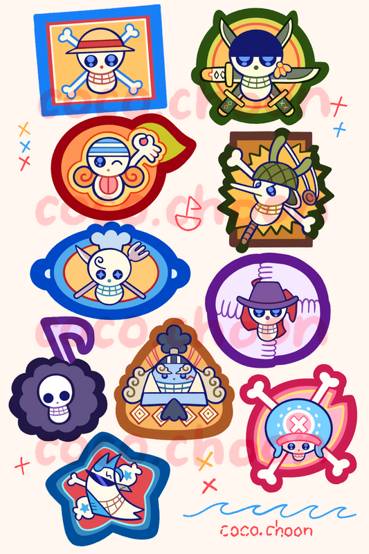 One Piece badges sticker sheet