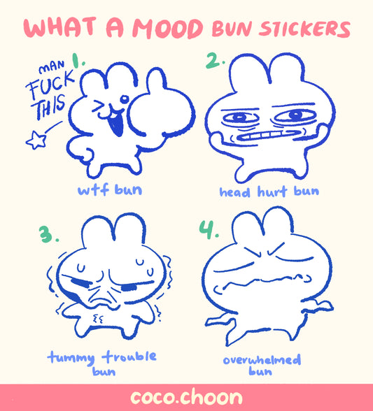What a Mood Bun stickers